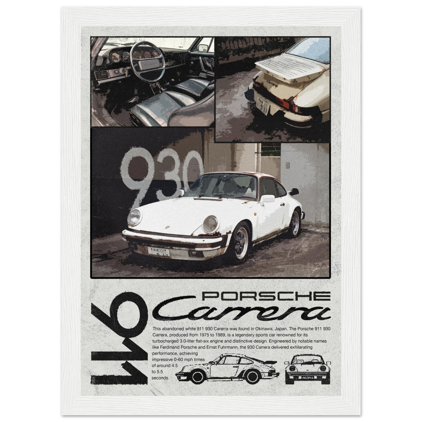 Porsche 911 Carrera Poster - 4 Frame Options