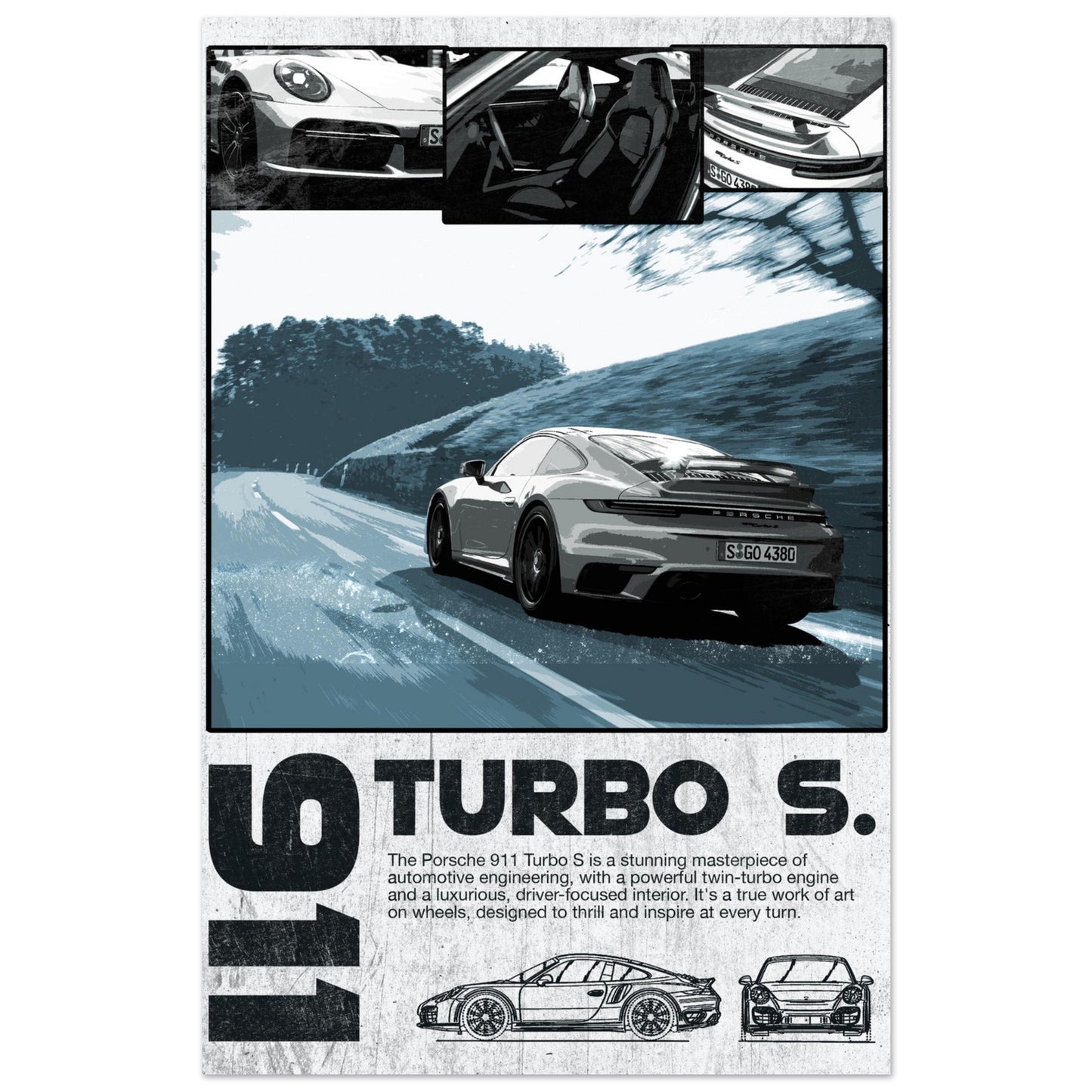 Porsche 911 Turbo S Poster - Unframed