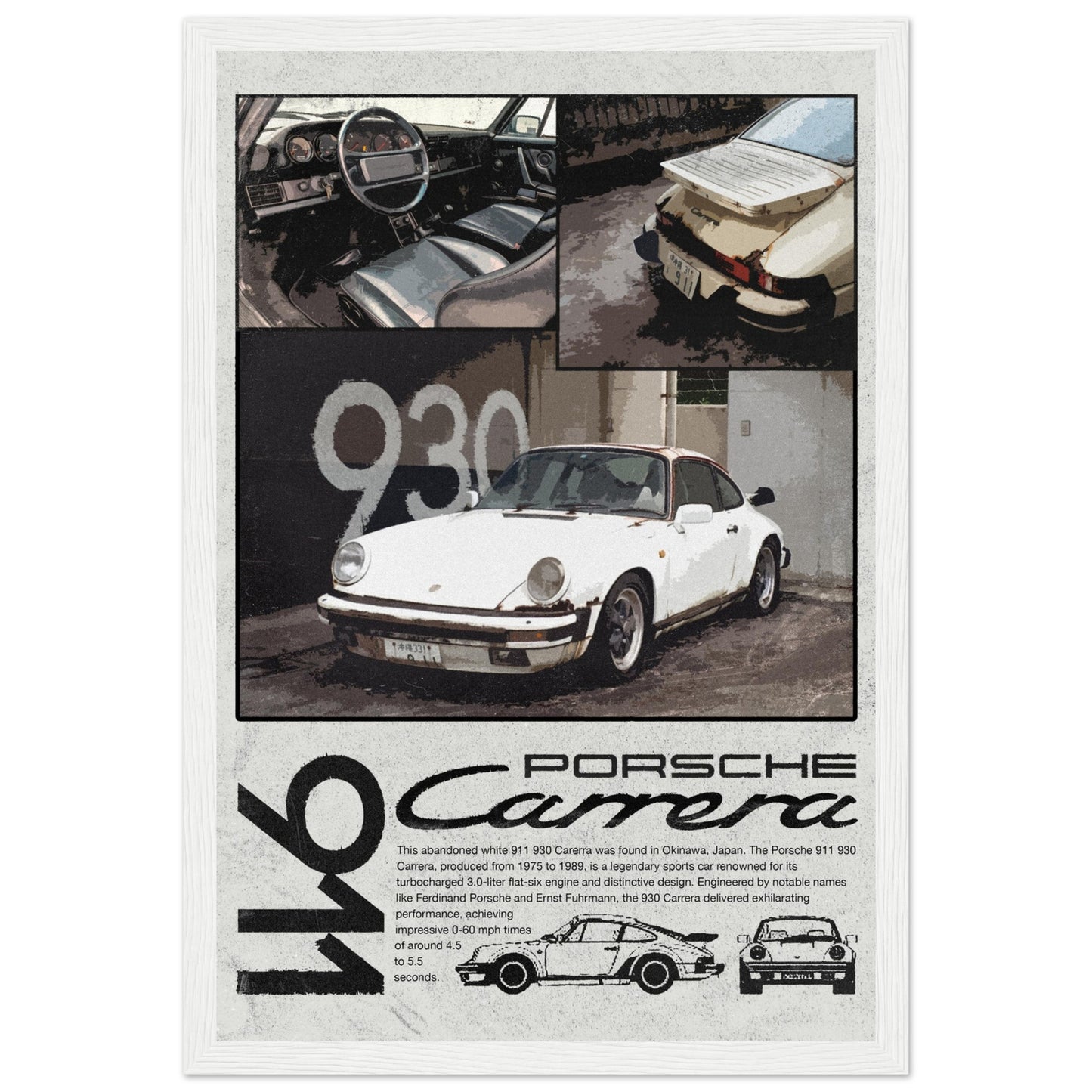 Porsche 911 Carrera Poster - 4 Frame Options