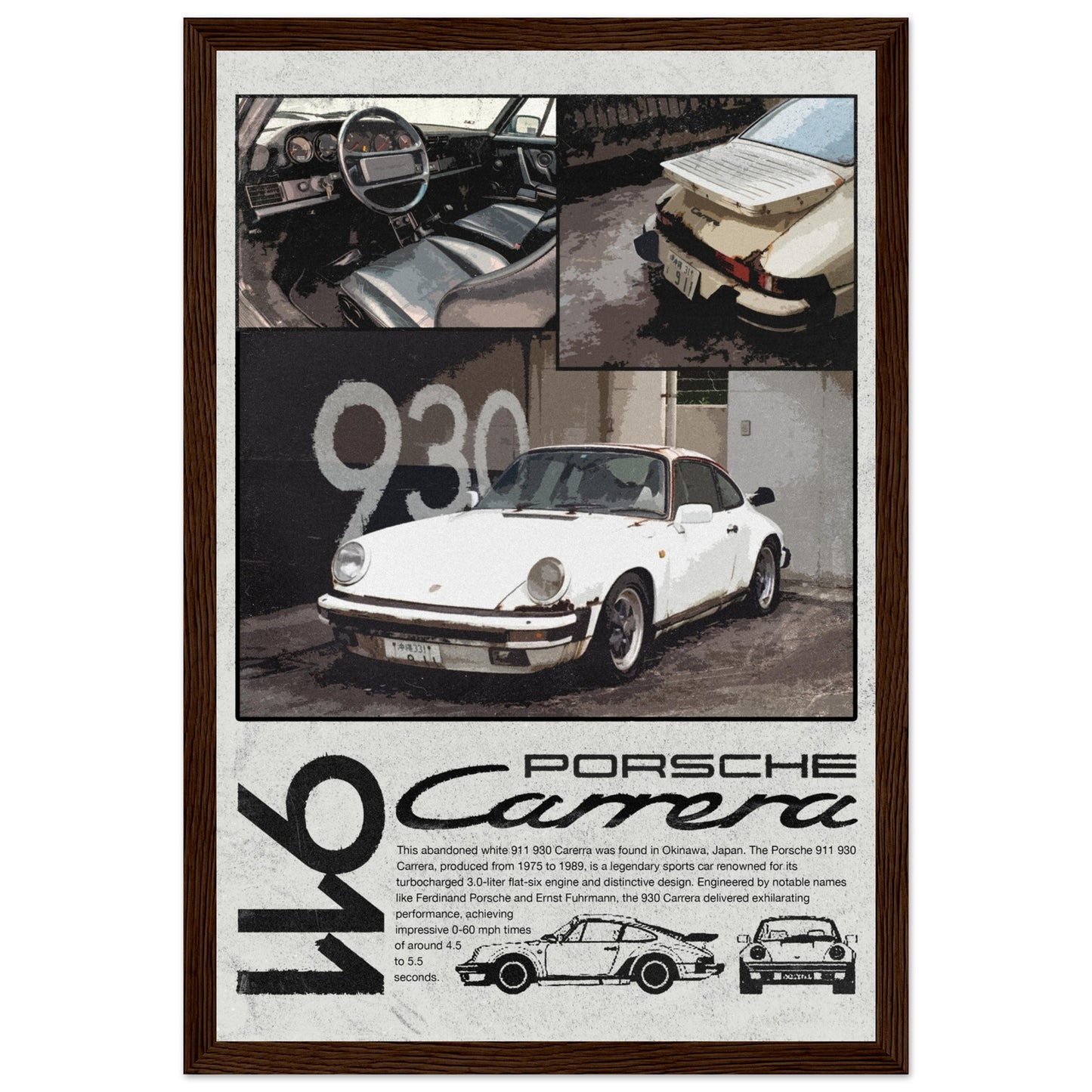 Porsche 911 Carrera Poster - 4 Frame Options
