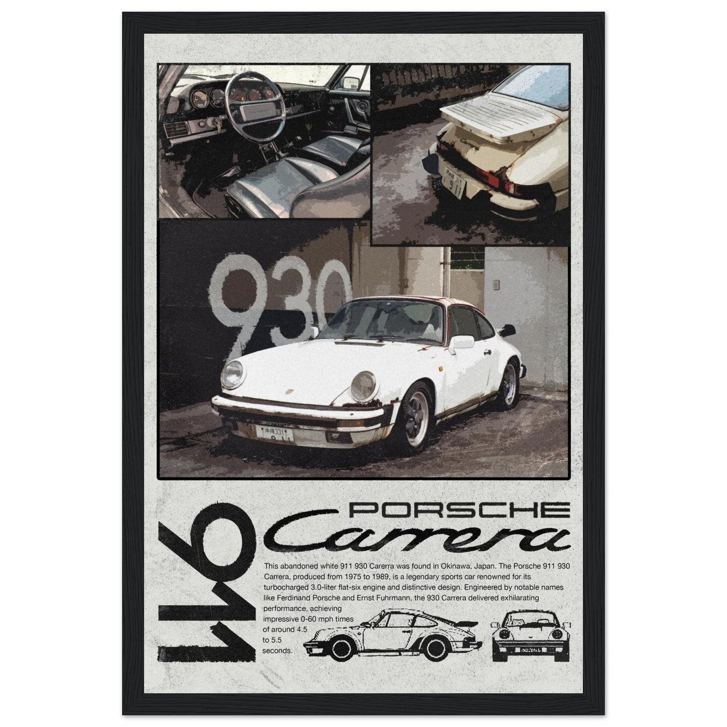 Porsche 911 Carrera Poster - 4 Frame Options