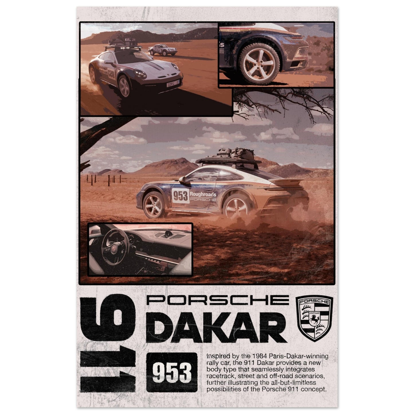 Porsche 911 Dakar Poster - Unframed