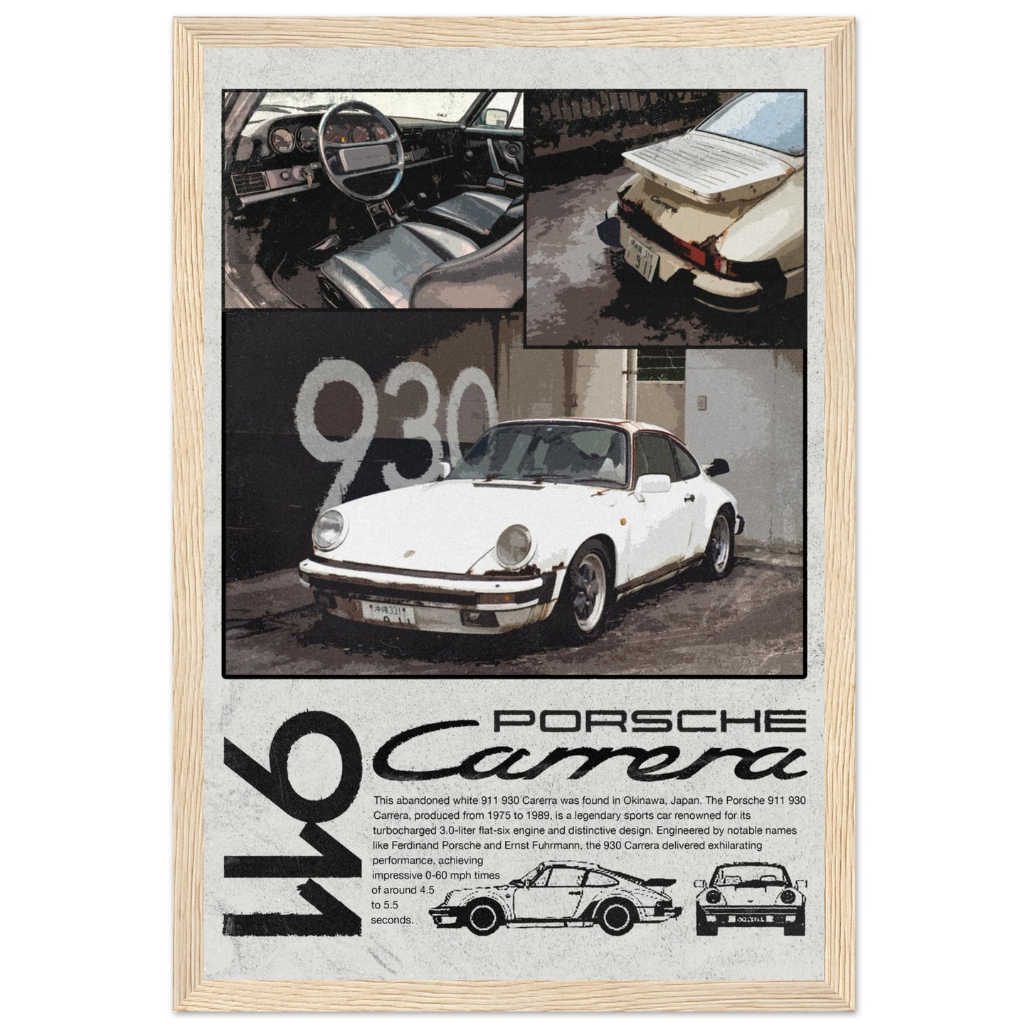 Porsche 911 Carrera Poster - 4 Frame Options
