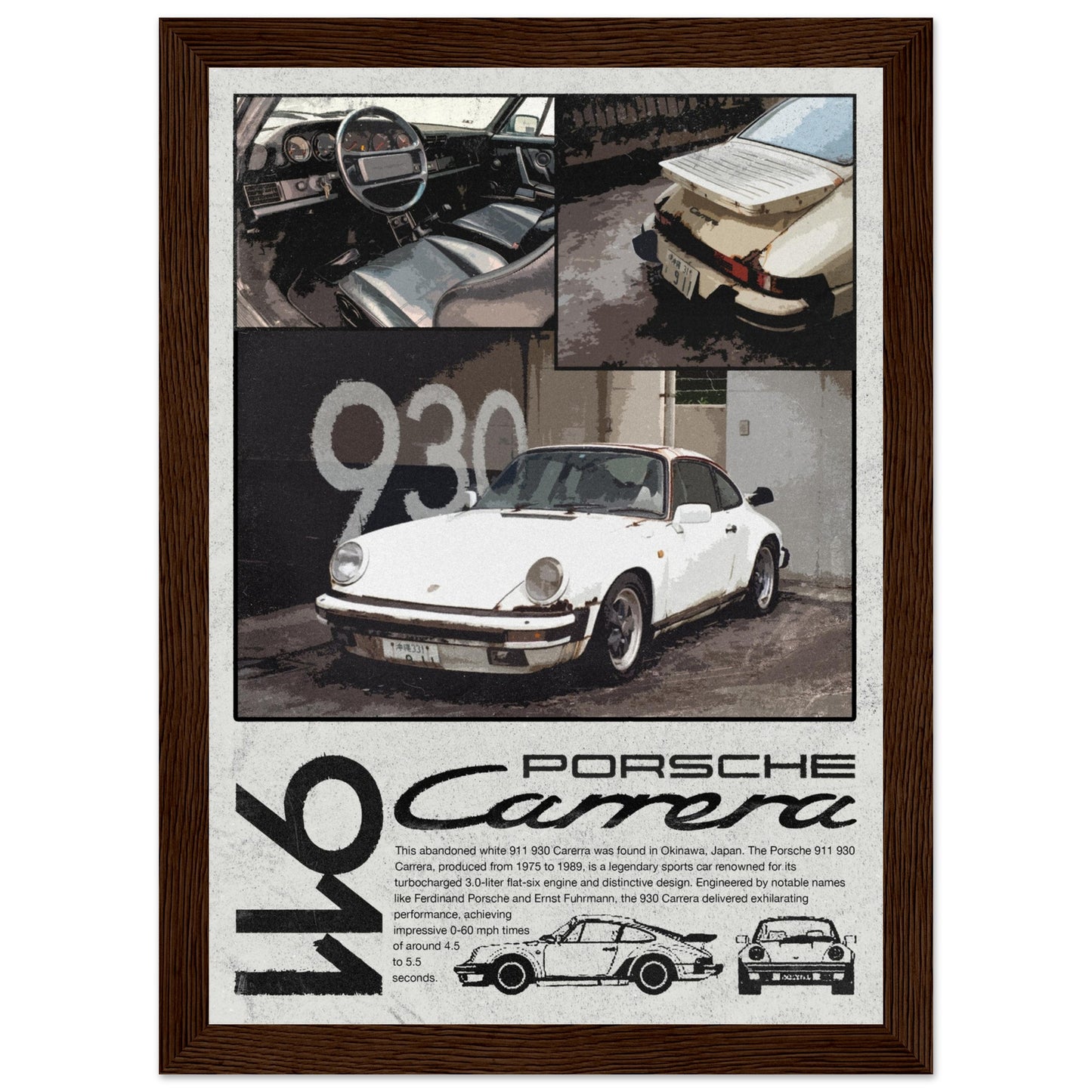 Porsche 911 Carrera Poster - 4 Frame Options