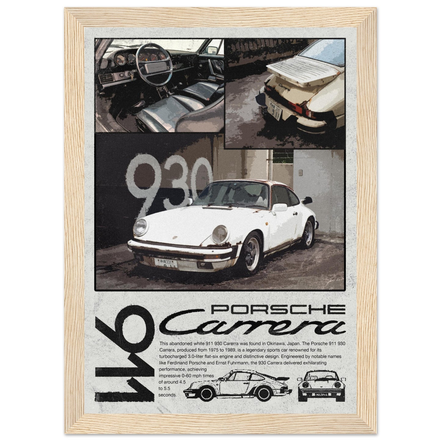 Porsche 911 Carrera Poster - 4 Frame Options