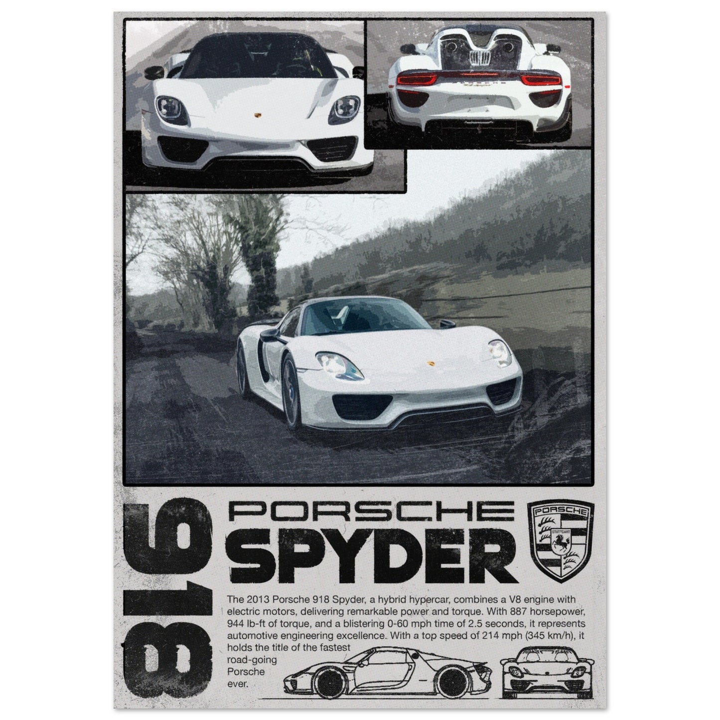 Porsche 918 Spyder - Unframed