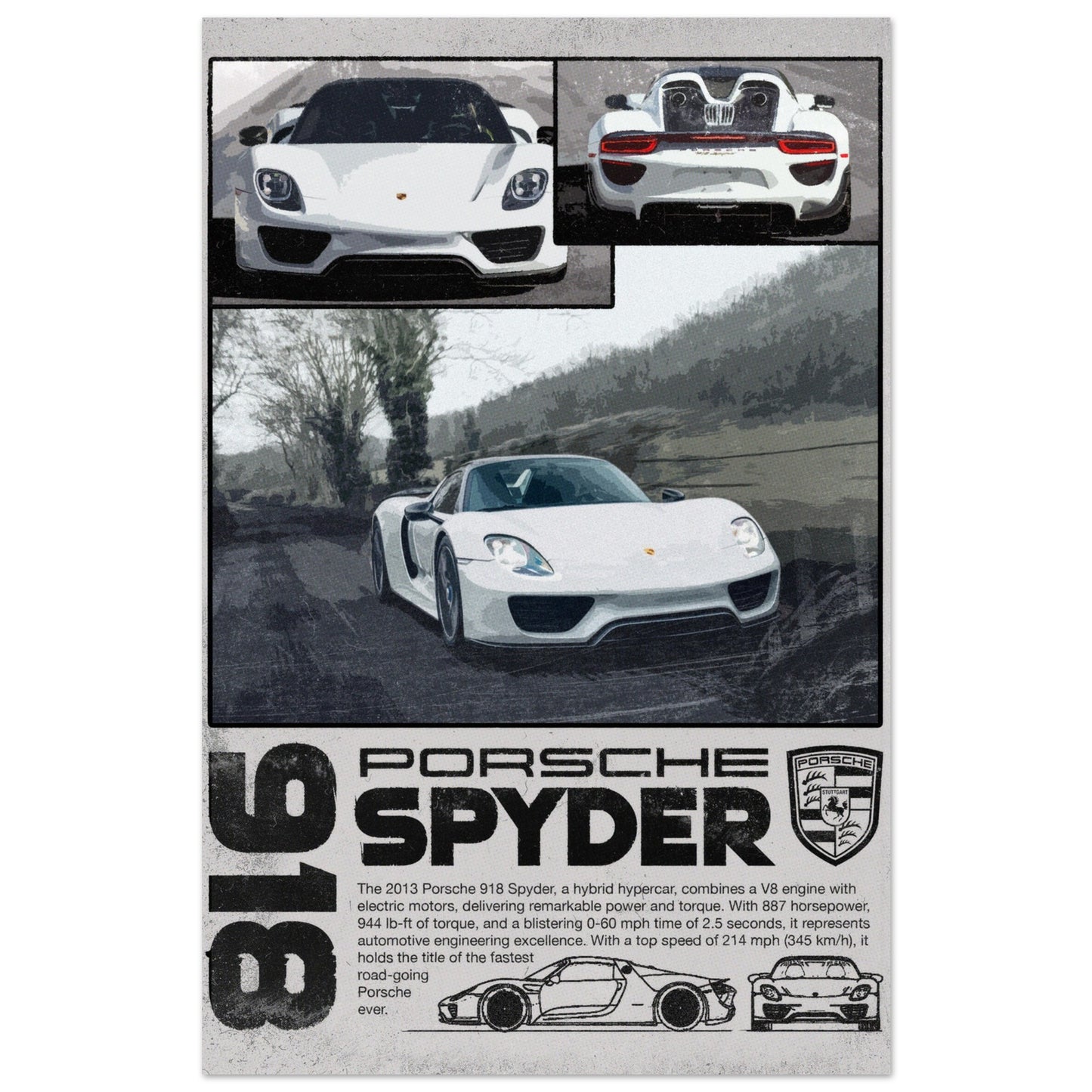 Porsche 918 Spyder - Unframed